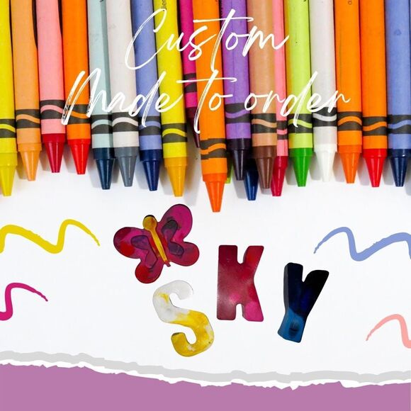 Custom Crayon Names, Personalized gifts for kids. Handcrafted. Up to 3 letters - Picture 3 of 4